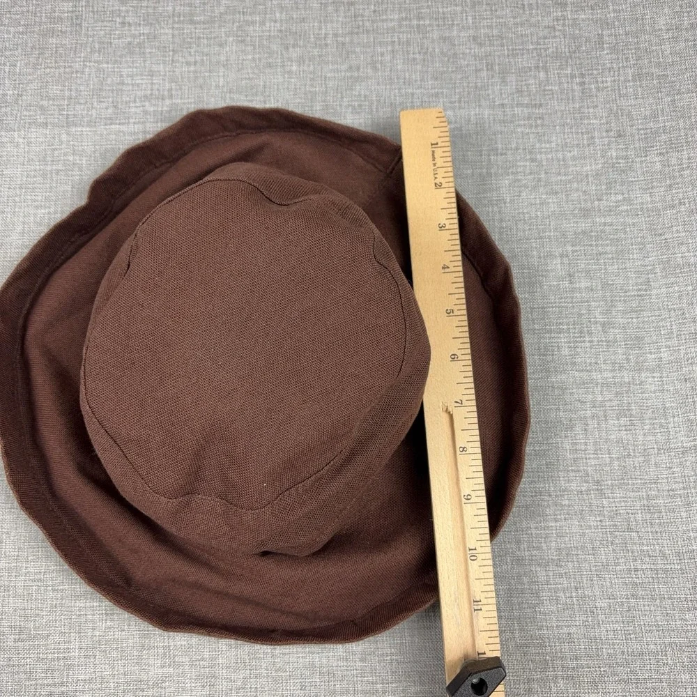 Scala Collezione Hat Bucket Brown Cotton Canvas Sun Adjustable Womens One Size